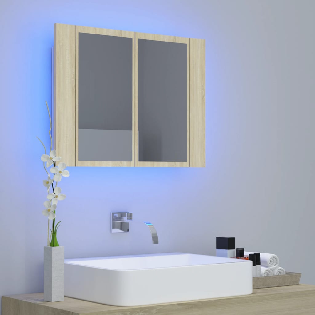 Led-Speilskap Sonoma Eik 60X12X45 Cm Akryl