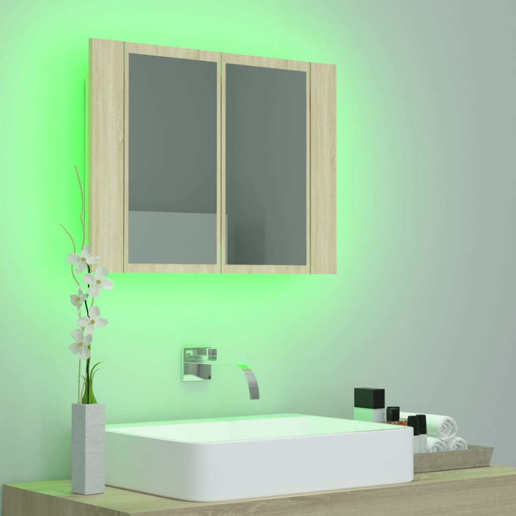 Led-Speilskap Sonoma Eik 60X12X45 Cm Akryl