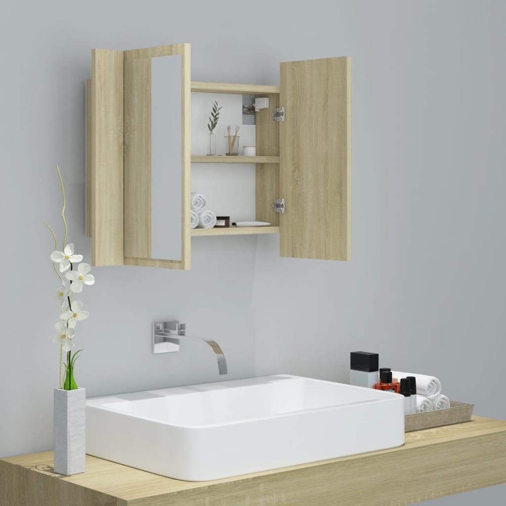Led-Speilskap Sonoma Eik 60X12X45 Cm Akryl
