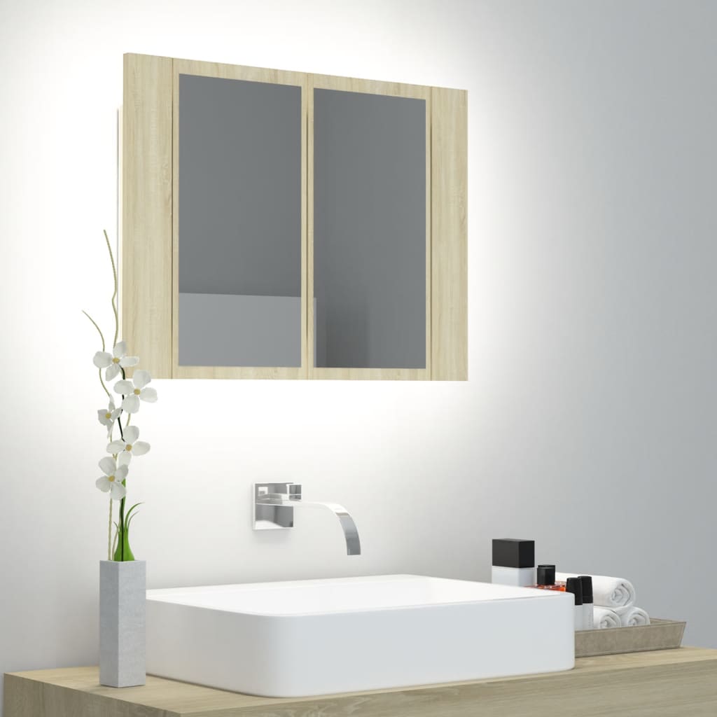 Led-Speilskap Sonoma Eik 60X12X45 Cm Akryl
