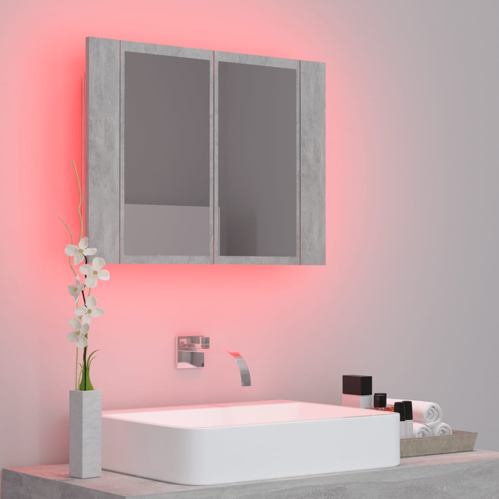 Led-Speilskap Betonggrå 60X12X45 Cm Akryl