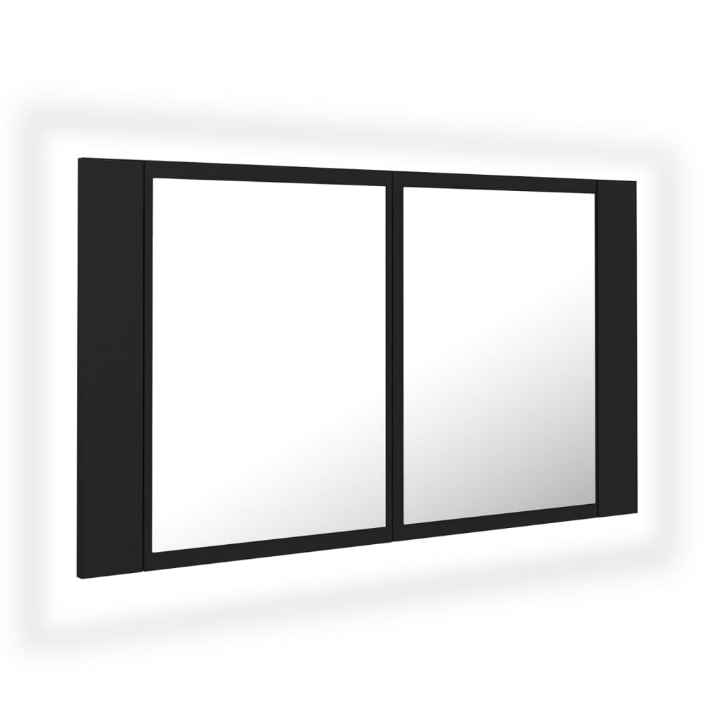 Led-Speilskap Svart 80X12X45 Cm Akryl