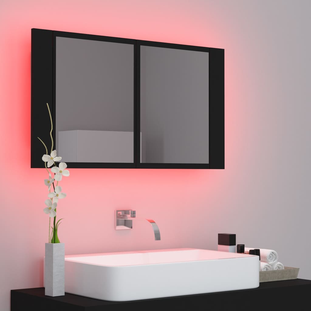 Led-Speilskap Svart 80X12X45 Cm Akryl