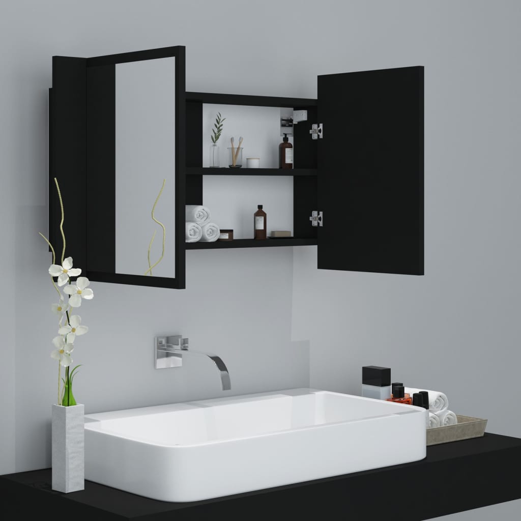 Led-Speilskap Svart 80X12X45 Cm Akryl