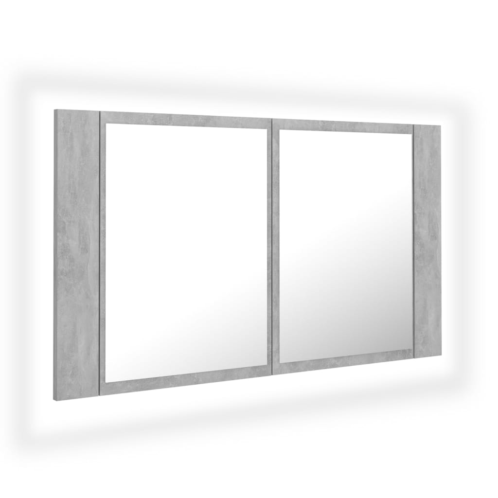 Led-Speilskap Betonggrå 80X12X45 Cm Akryl