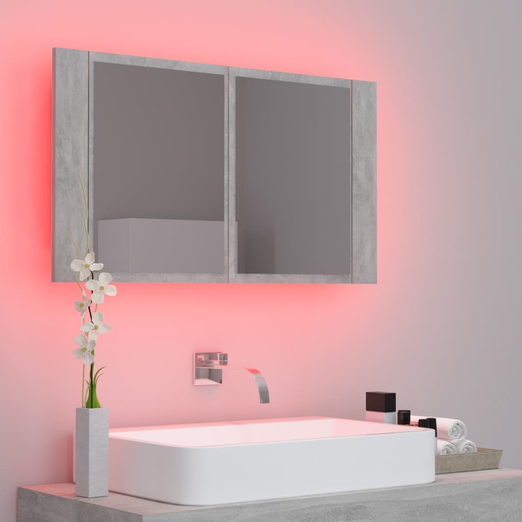 Led-Speilskap Betonggrå 80X12X45 Cm Akryl