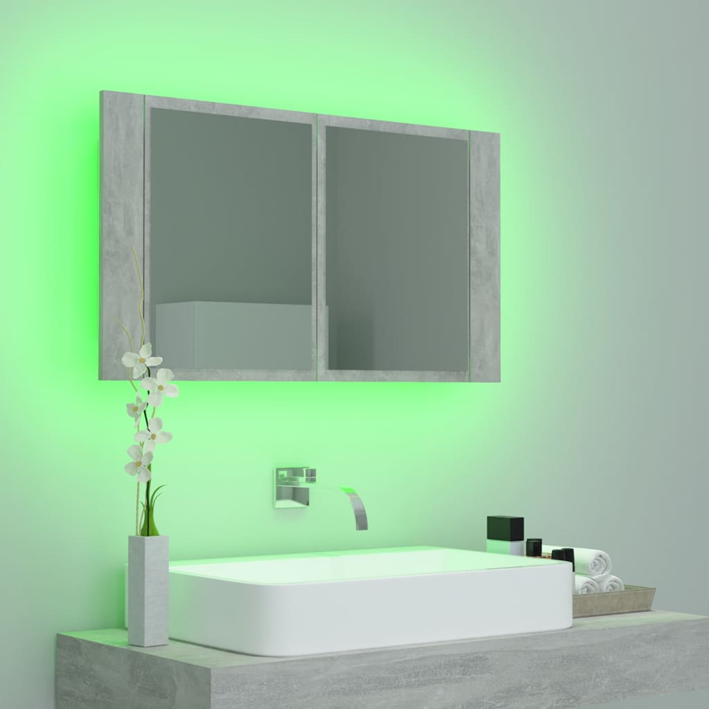 Led-Speilskap Betonggrå 80X12X45 Cm Akryl