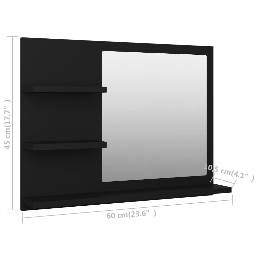 Baderomsspeil Svart 60X10,5X45 Cm Konstruert Tre