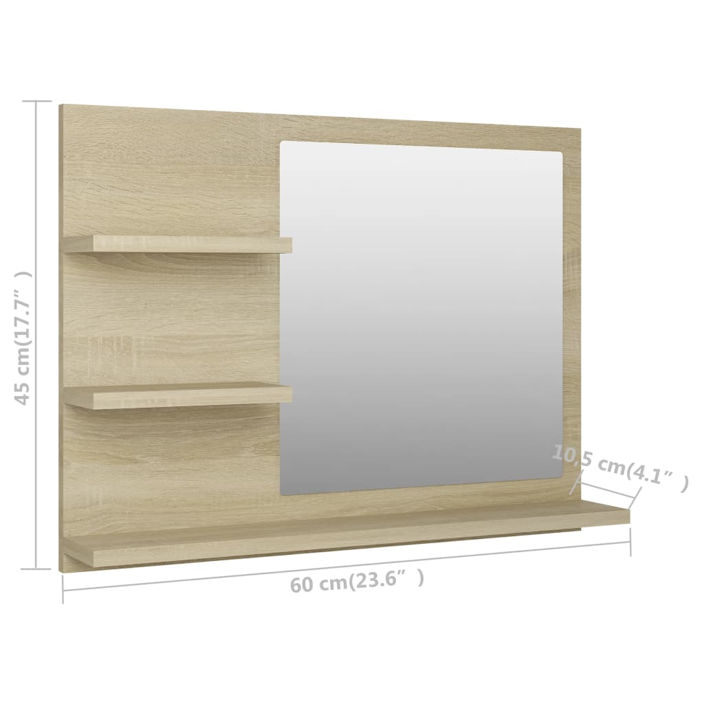 Baderomsspeil Sonoma Eik 60X10,5X45 Cm Konstruert Tre