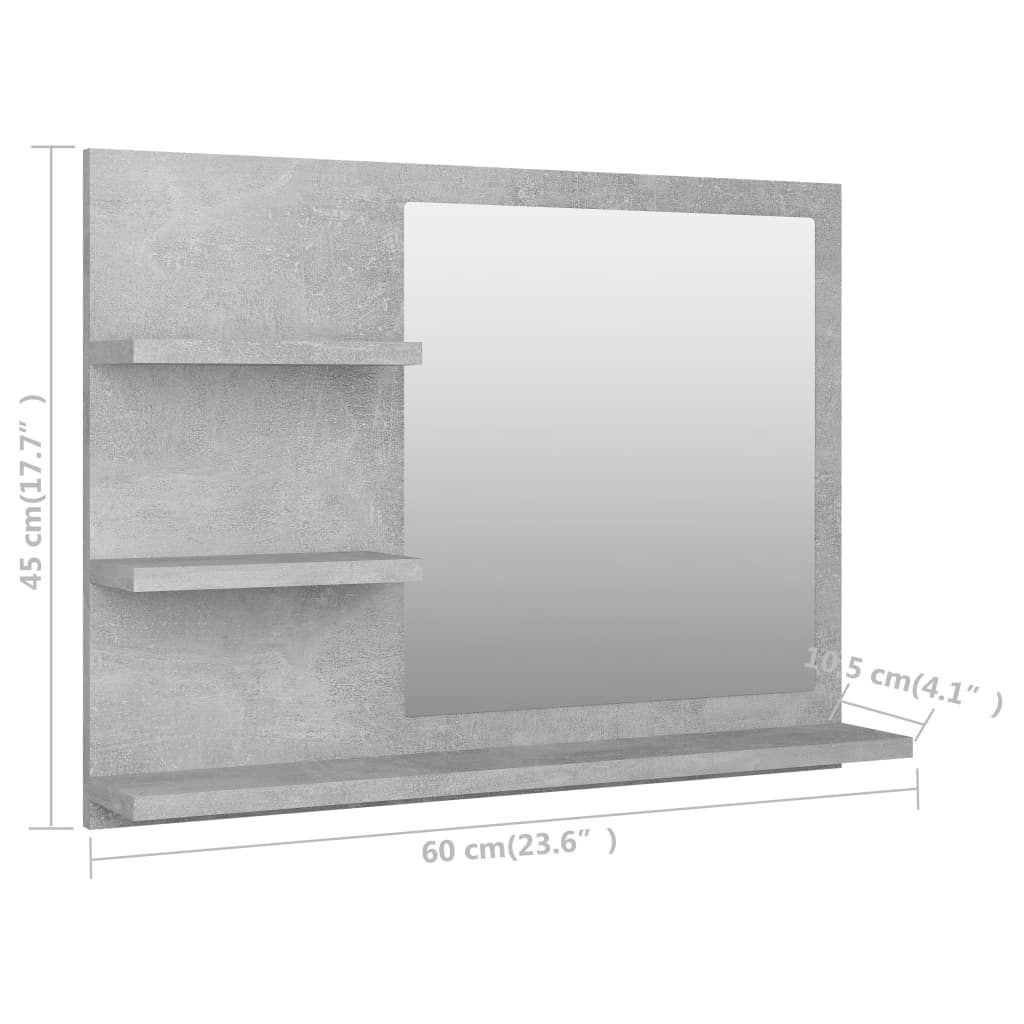 Baderomsspeil Betonggrå 60X10,5X45 Cm Konstruert Tre