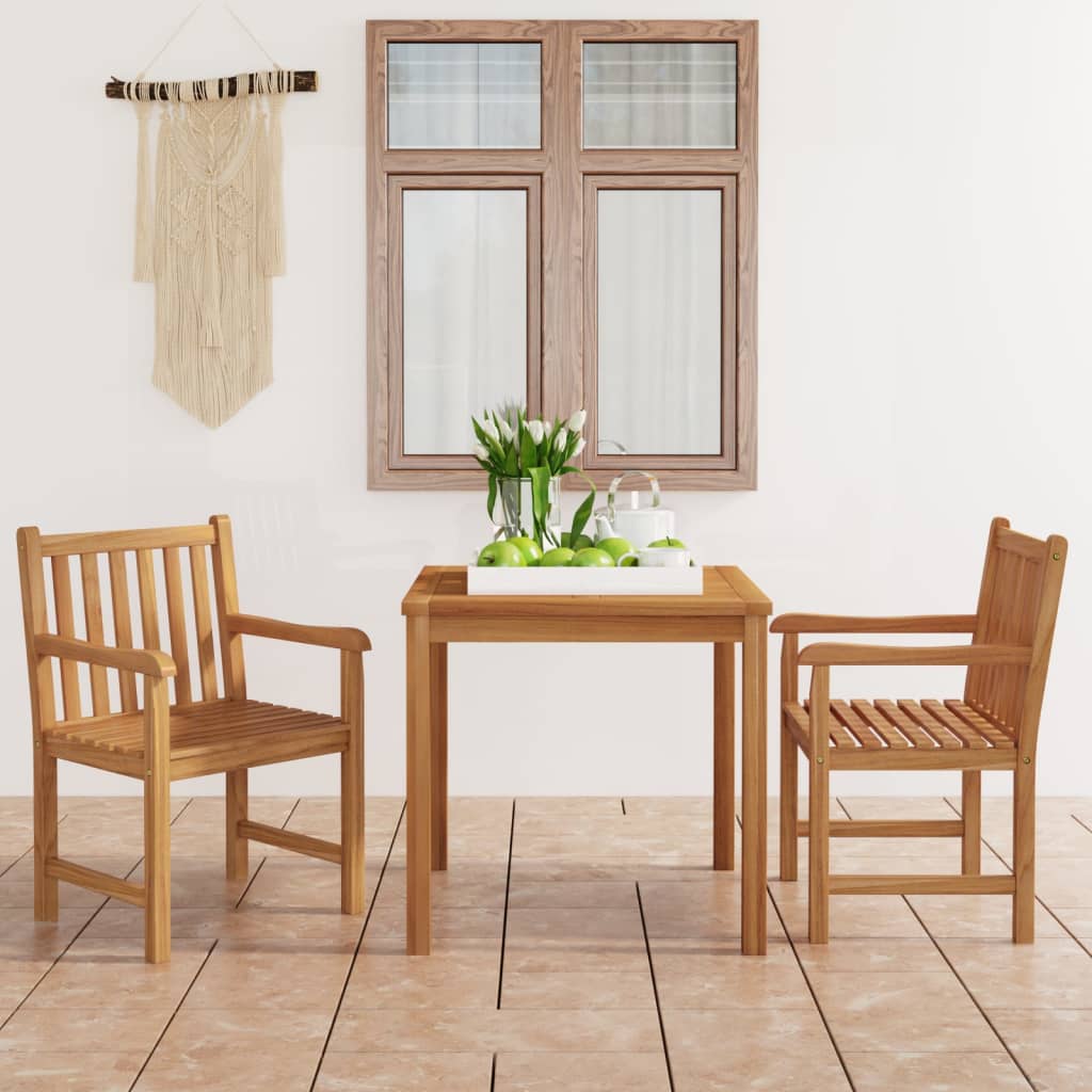 3-Delt Hagespisesett 80X80 Cm Heltre Teak