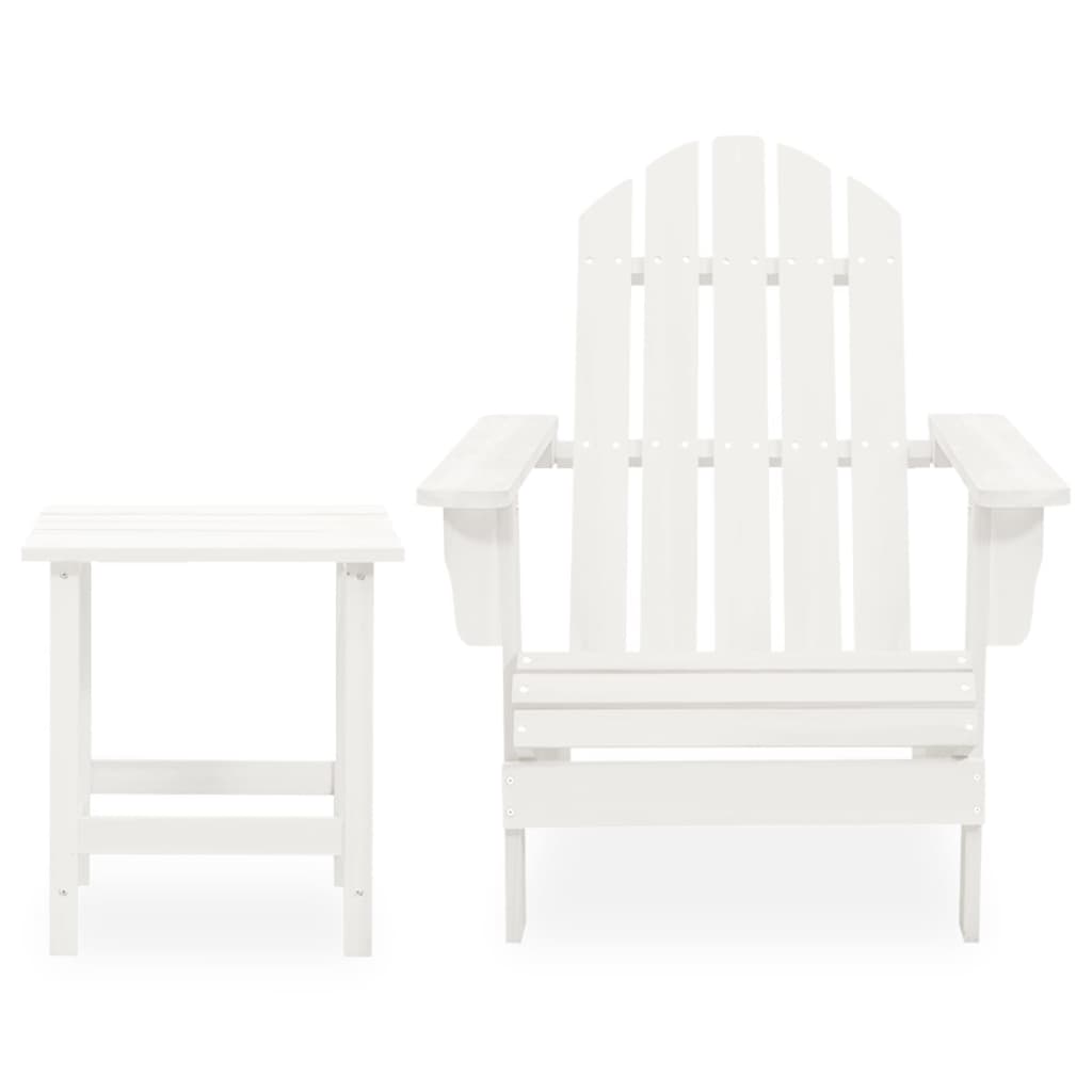 Adirondack Hagestol Med Bord Heltre Gran Hvit
