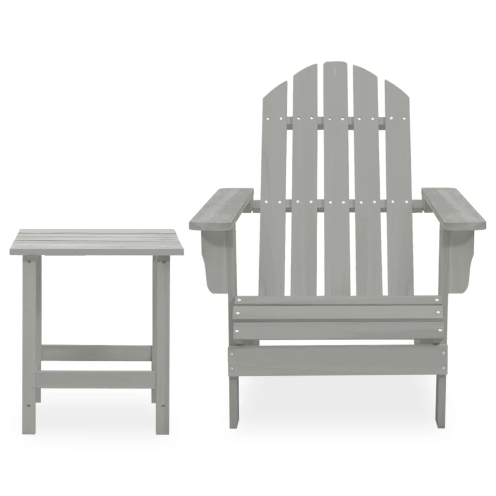 Adirondack Hagestol Med Bord Heltre Gran Grå