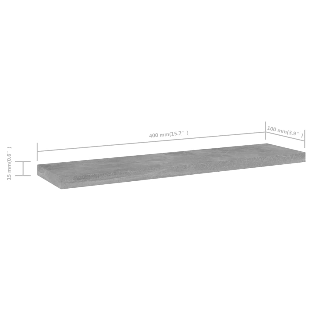 Hylleplater 4 Stk Betonggrå 40X10X1,5 Cm Konstruert Tre