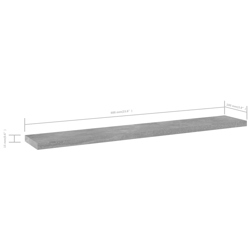 Hylleplater 4 Stk Betonggrå 60X10X1,5 Cm Konstruert Tre