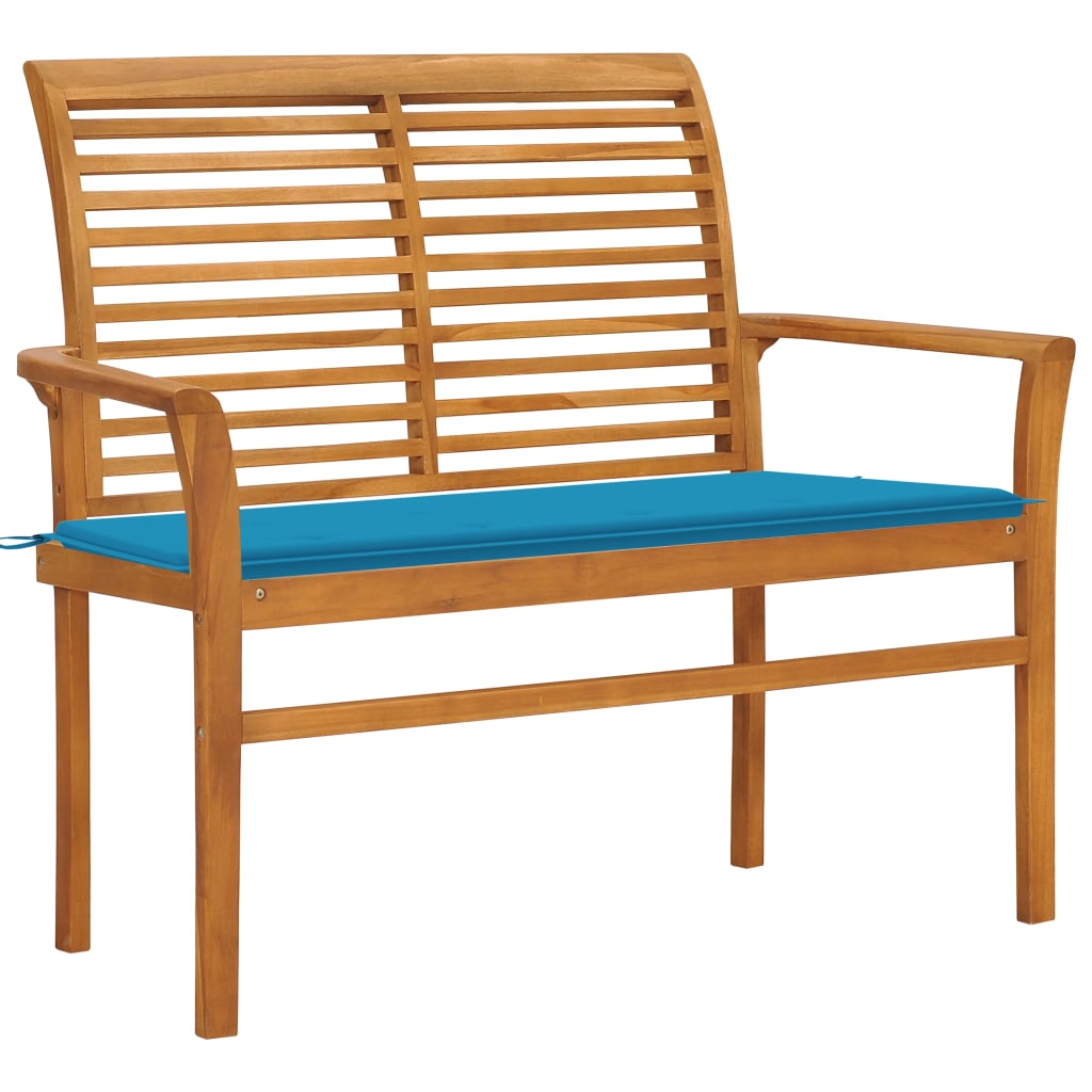 Hagebenk Med Blå Pute 112 Cm Heltre Teak