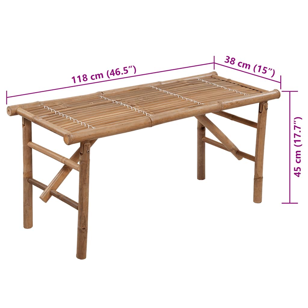 Sammenleggbar Hagebenk Med Pute 118 Cm Bambus