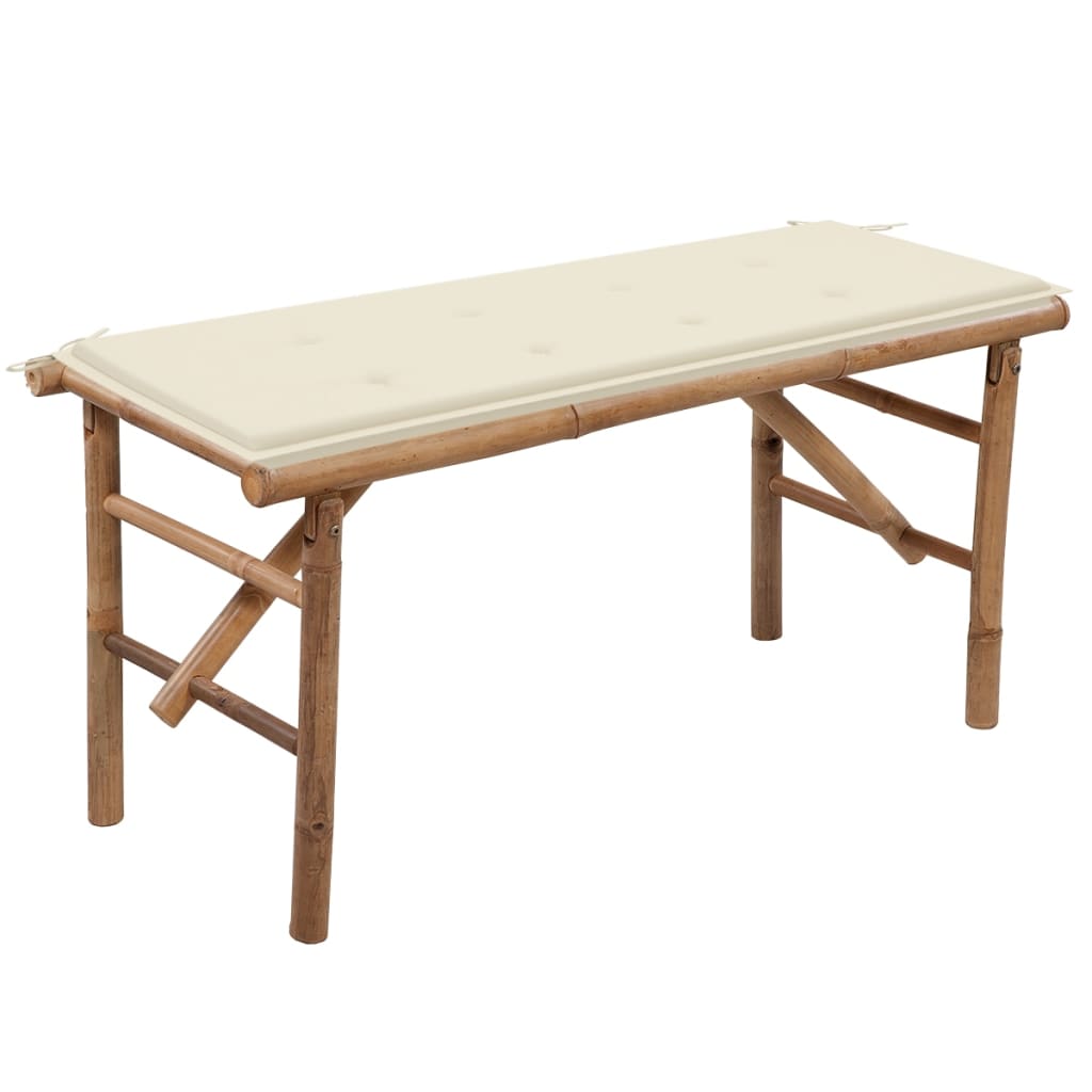 Sammenleggbar Hagebenk Med Pute 118 Cm Bambus