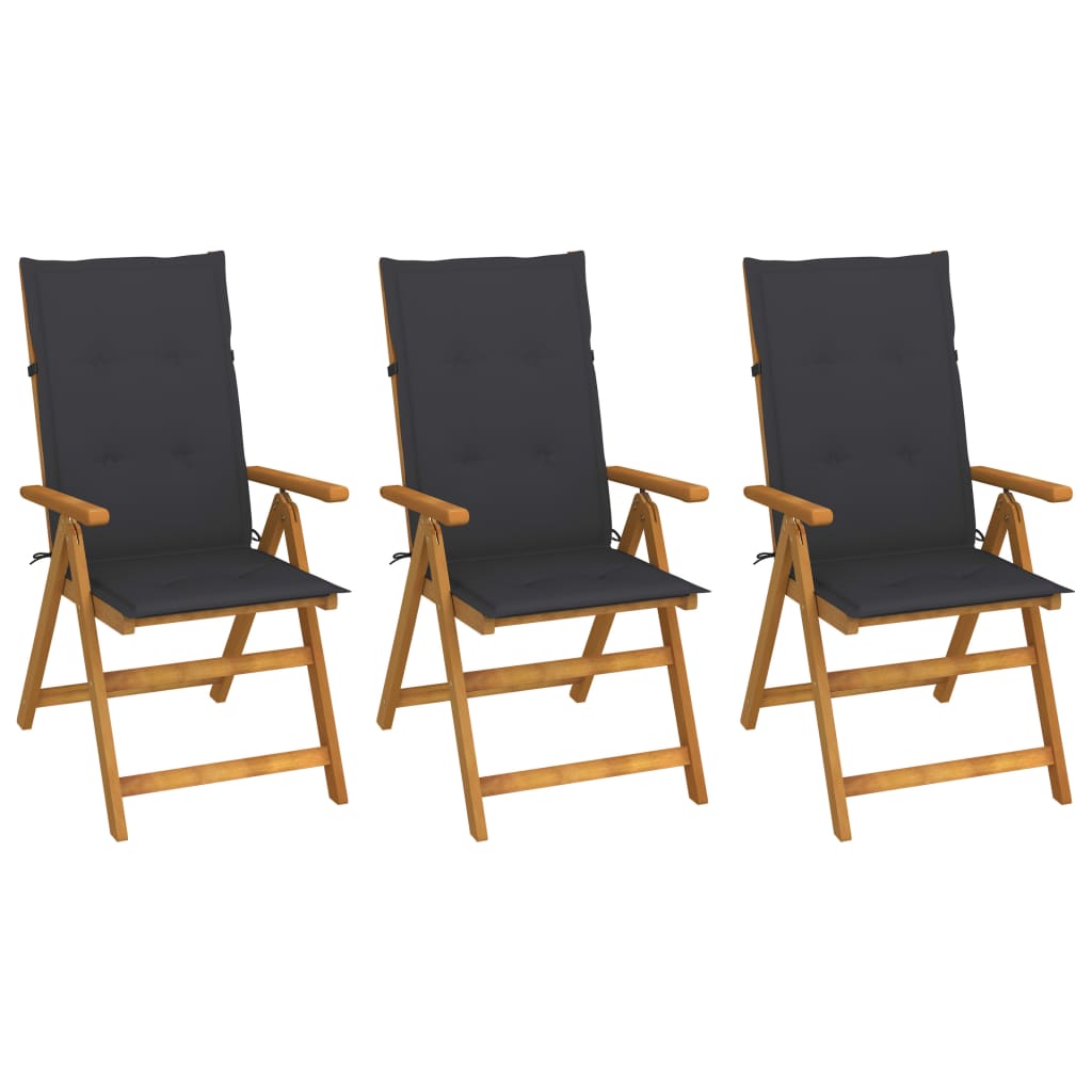 Klappstoler 3 Stk Med Puter Heltre Akasie