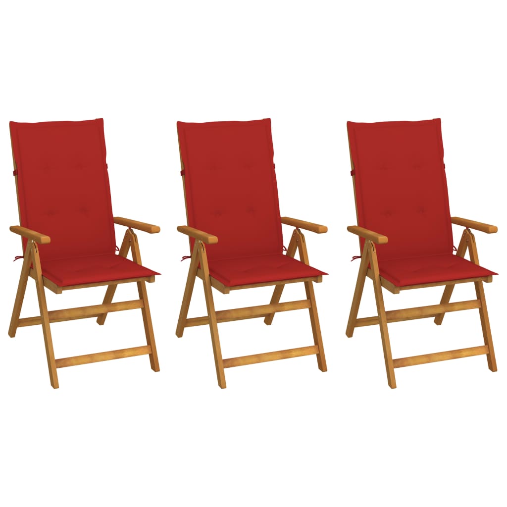 Klappstoler 3 Stk Med Puter Heltre Akasie