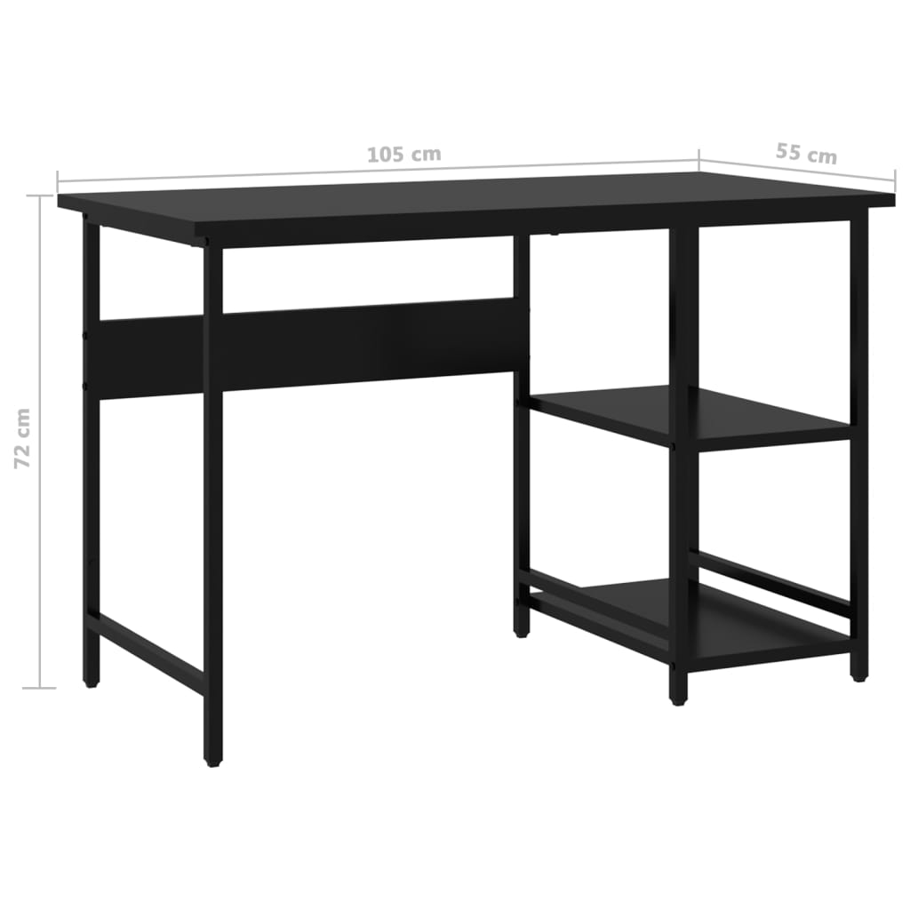Pc-Bord Svart 105X55X72 Cm Mdf Og Metall