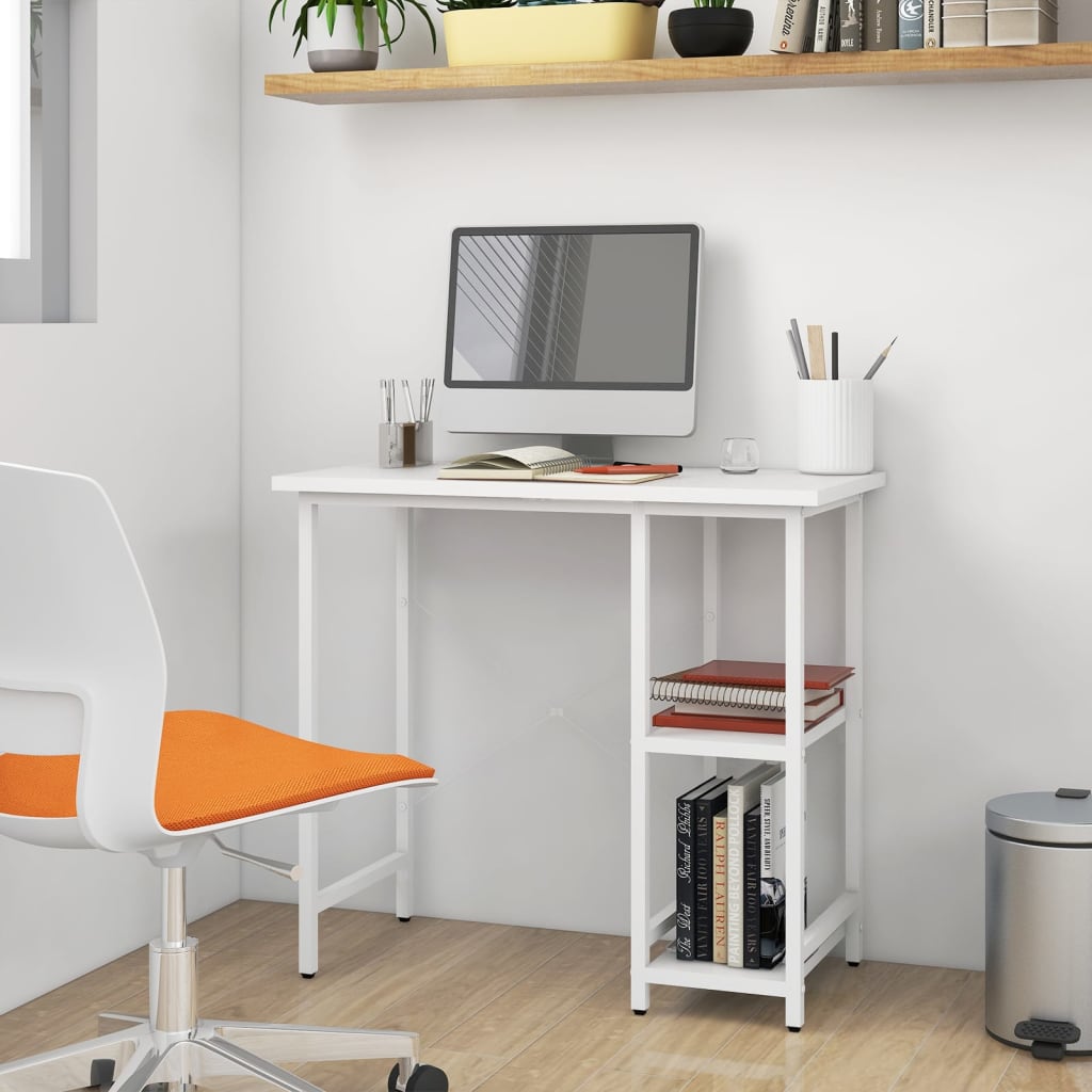 Pc-Bord Hvit 80X40X72 Cm Mdf Og Metall