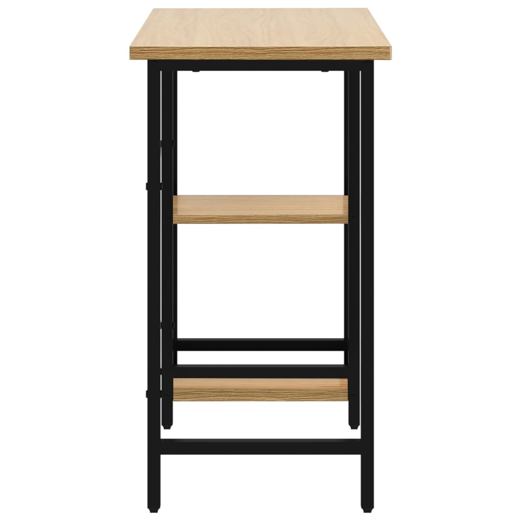 Pc-Bord Svart Og Lys Eik 80X40X72 Cm Mdf Og Metall