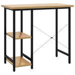 Pc-Bord Svart Og Lys Eik 80X40X72 Cm Mdf Og Metall