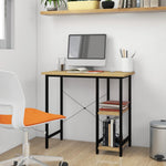 Pc-Bord Svart Og Lys Eik 80X40X72 Cm Mdf Og Metall