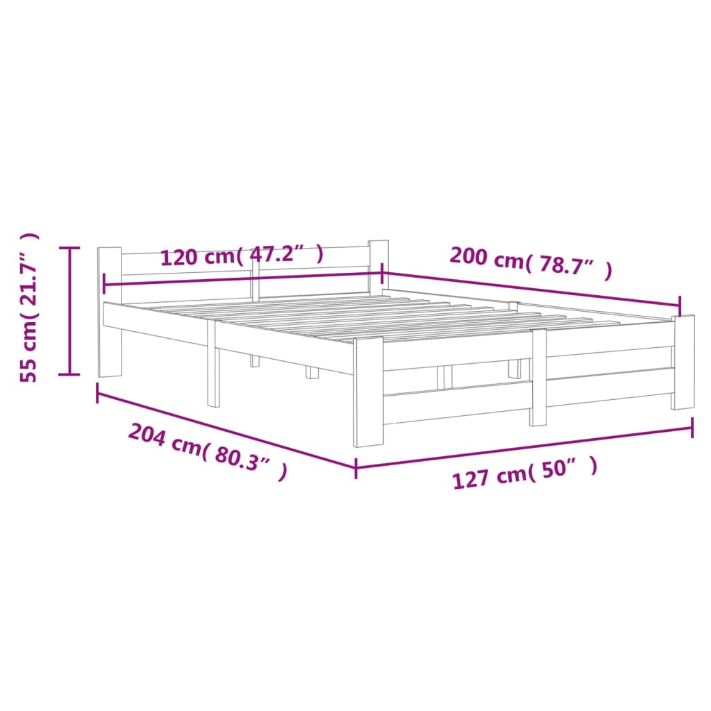 Sengeramme Hvit Heltre Furu 120X200 Cm