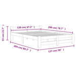 Sengeramme Hvit Heltre Furu 120X200 Cm