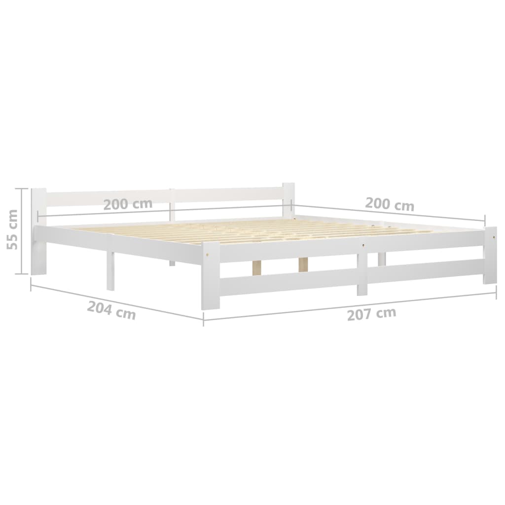 Sengeramme Hvit Heltre Furu 200X200 Cm