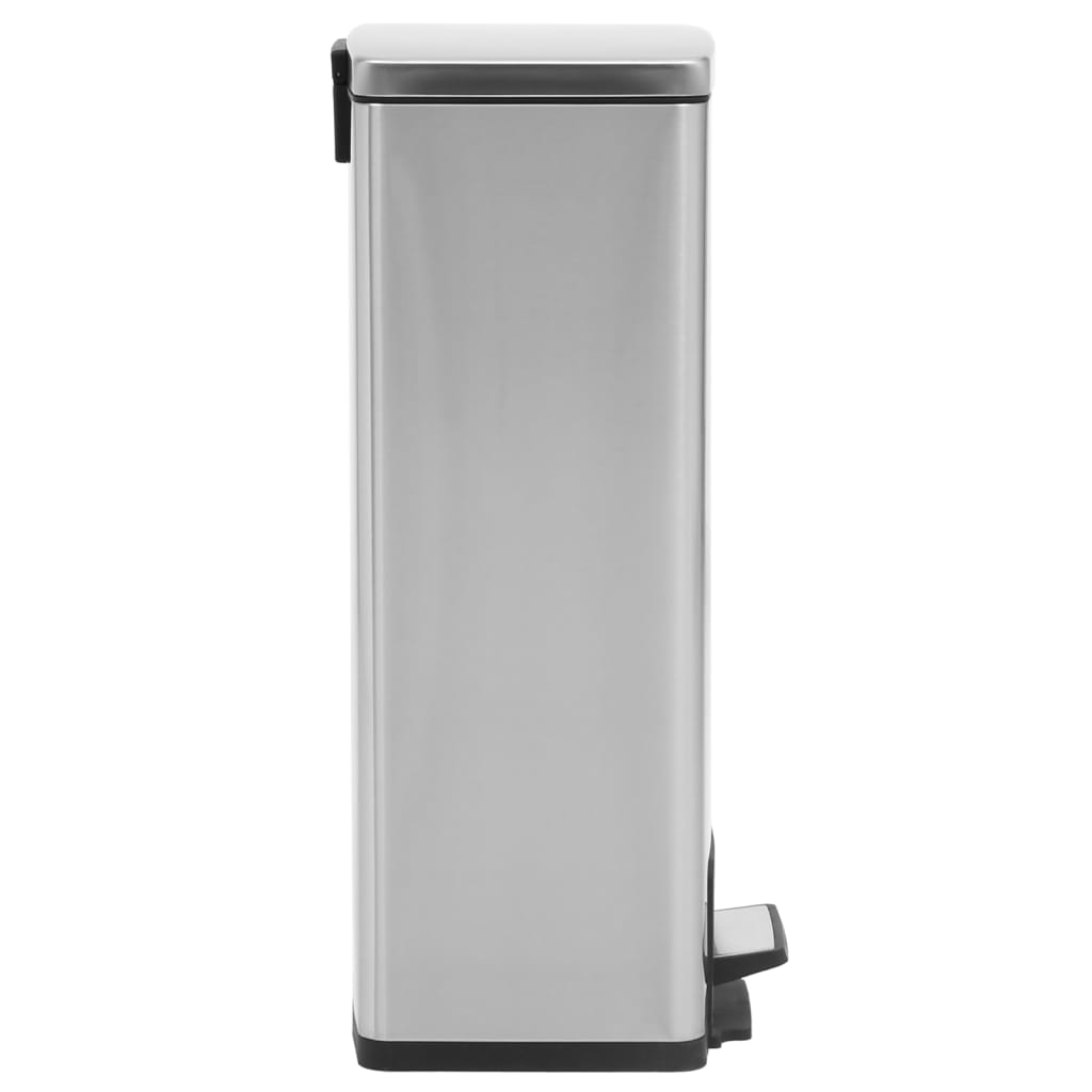 Søppelkasse Pedal Anti-Fingeravtrykk 30L Sølv Rustfritt Stål