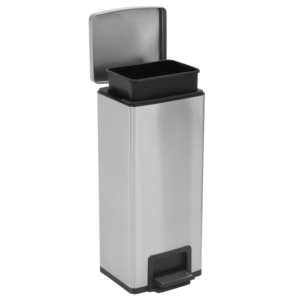 Søppelkasse Pedal Anti-Fingeravtrykk 30L Sølv Rustfritt Stål