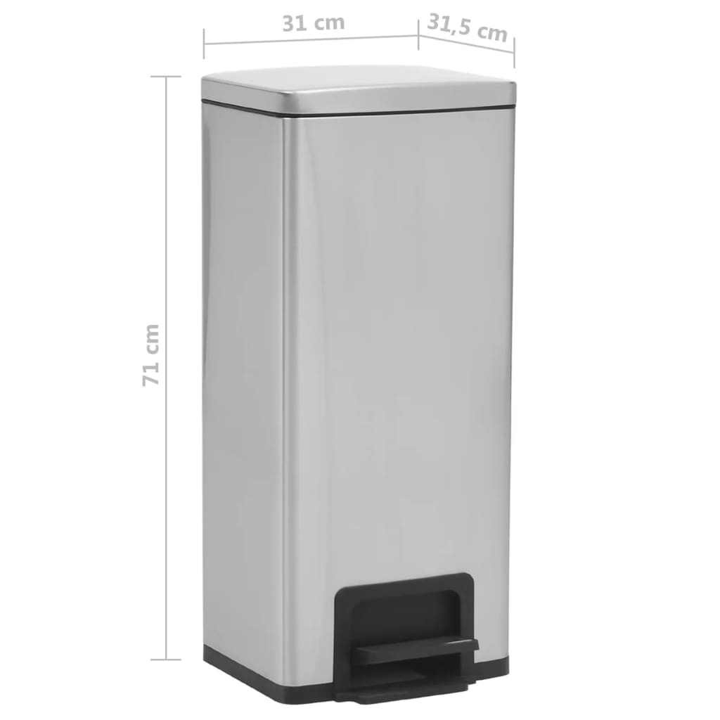 Søppelkasse Pedal Anti-Fingeravtrykk 30L Sølv Rustfritt Stål