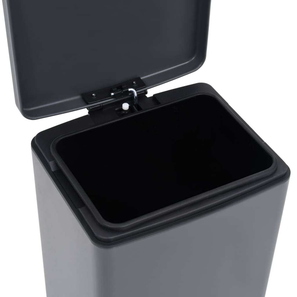 Søppelkasse Pedal Anti-Fingeravtrykk 30L Grå Rustfritt Stål