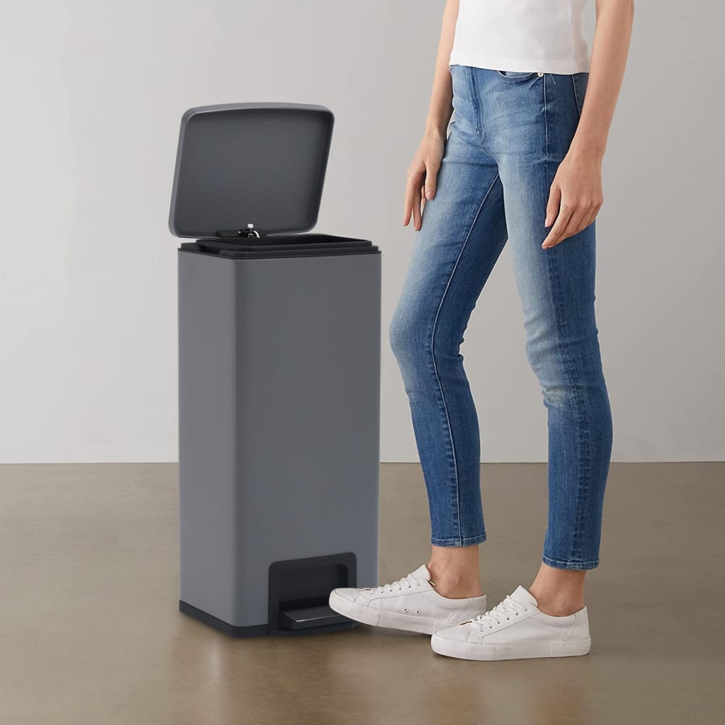 Søppelkasse Pedal Anti-Fingeravtrykk 30L Grå Rustfritt Stål