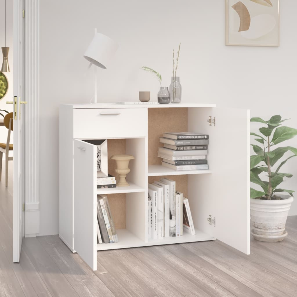 Skjenk Hvit 80X36X75 Cm Konstruert Tre