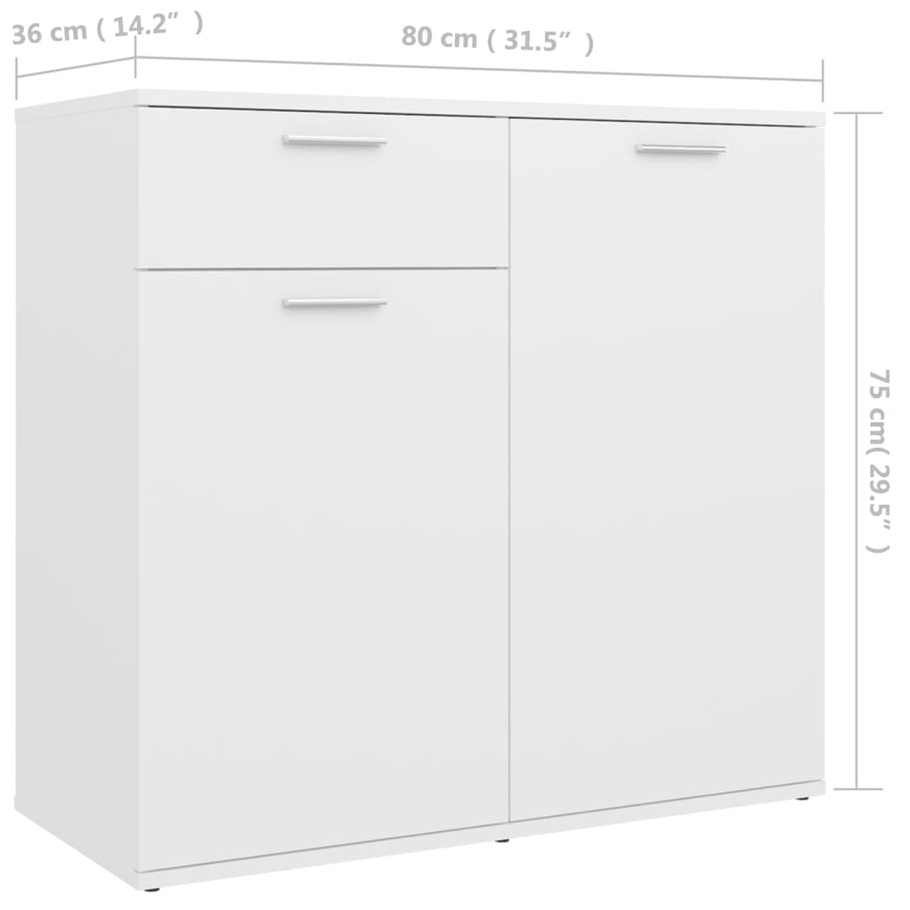 Skjenk Hvit 80X36X75 Cm Konstruert Tre