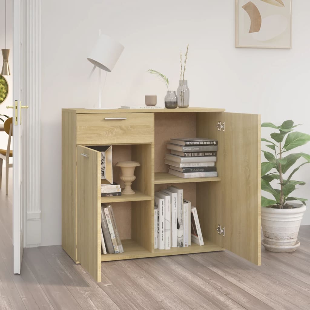 Skjenk Sonoma Eik 80X36X75 Cm Konstruert Tre