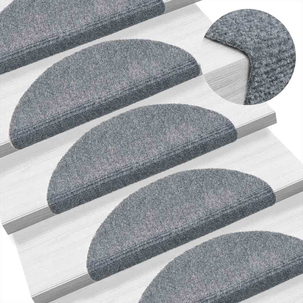 Selvklebende Trappematter 10 Stk Lysegrå 56X17X3 Cm Nålestempel