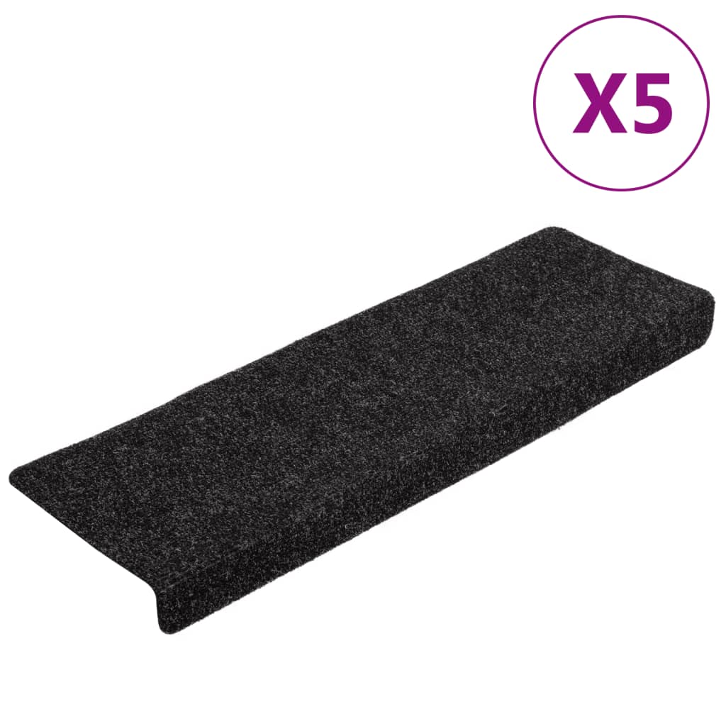 Selvklebende Trappematter 5 Stk Svart 65X21X4 Cm Nålestempel