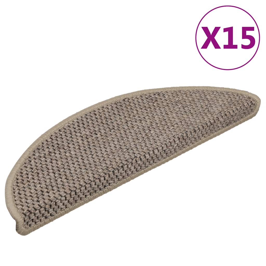 Selvklebende Trappematter Sisal 15 Stk 56X17X3 Cm Mørk Beige
