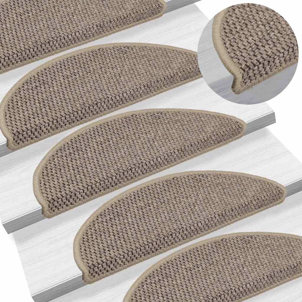 Selvklebende Trappematter Sisal 15 Stk 56X17X3 Cm Mørk Beige