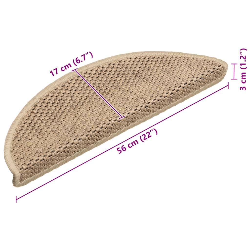 Selvklebende Trappematter Sisal-Utseende 15 Stk 56X17X3 Cm Sand