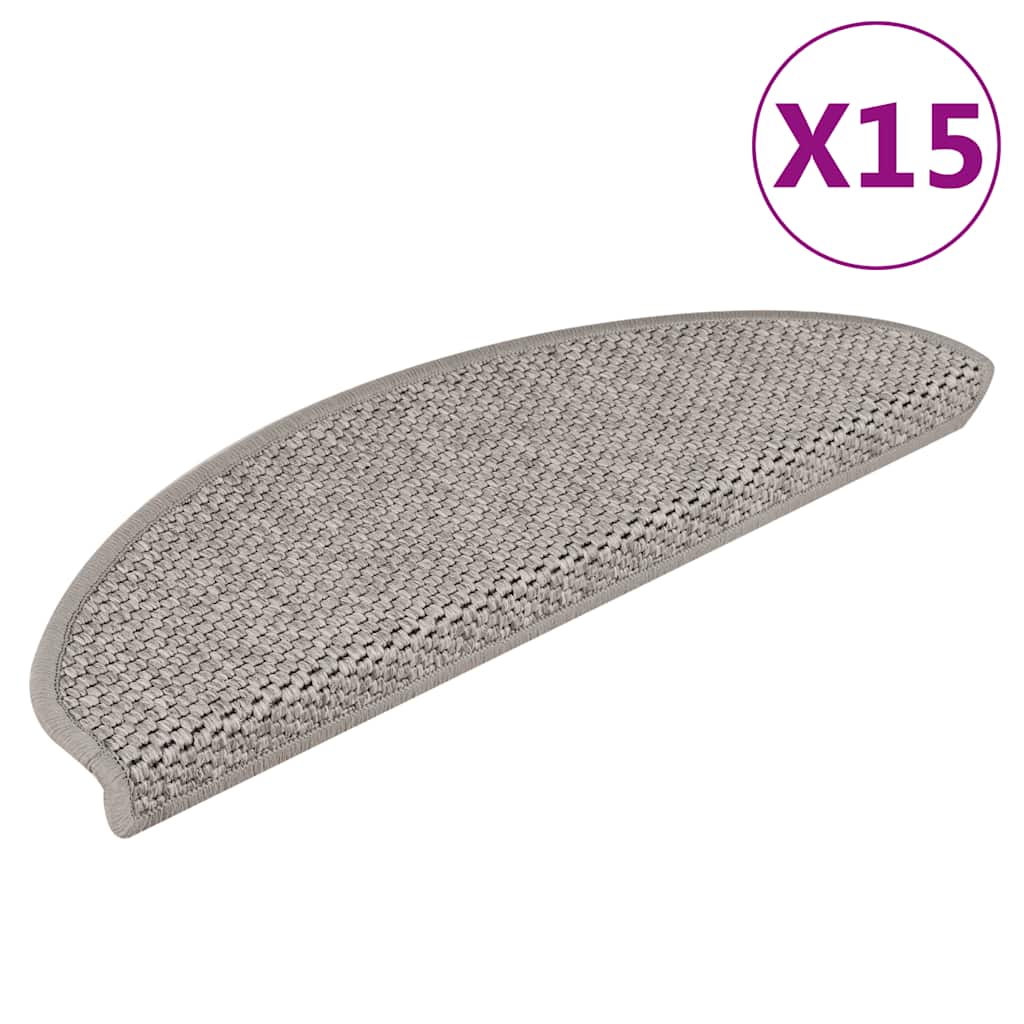Selvklebende Trappematter Sisal-Utseende 15 Stk 65X21X4 Cm Sølv