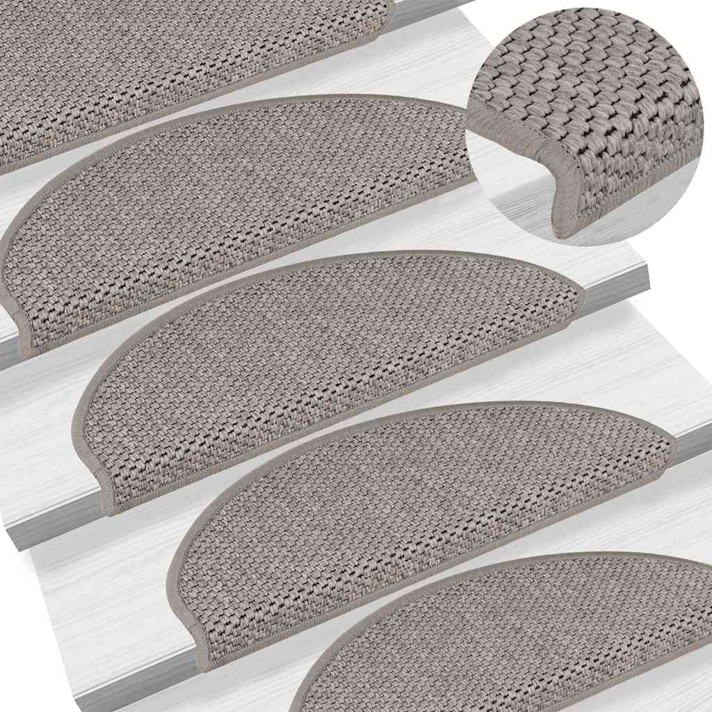 Selvklebende Trappematter Sisal-Utseende 15 Stk 65X21X4 Cm Sølv