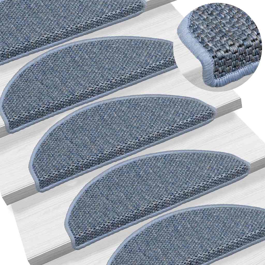 Selvklebende Trappematter Sisal-Utseende 15 Stk 65X21X4 Cm Blå
