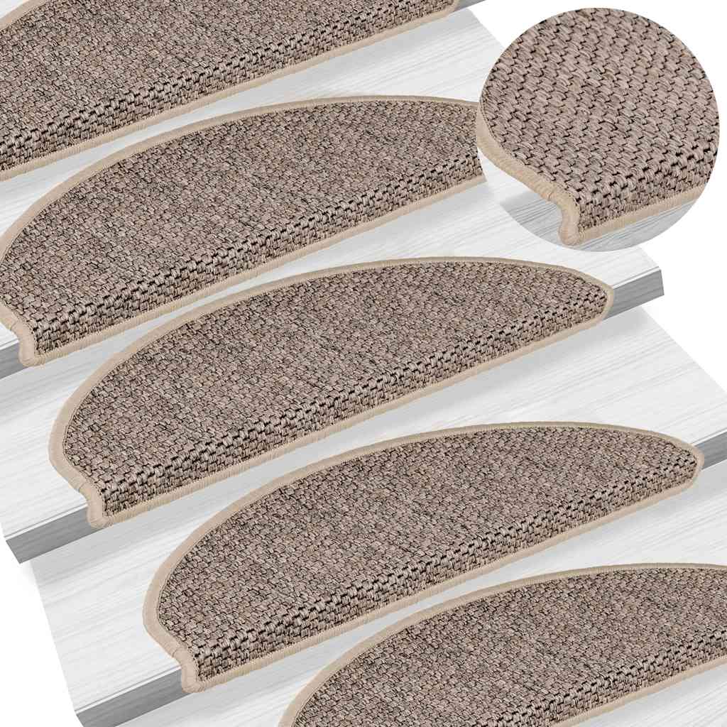 Selvklebende Trappematter Sisal 15 Stk 65X21X4 Cm Mørk Beige