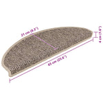 Selvklebende Trappematter Sisal 15 Stk 65X21X4 Cm Mørk Beige